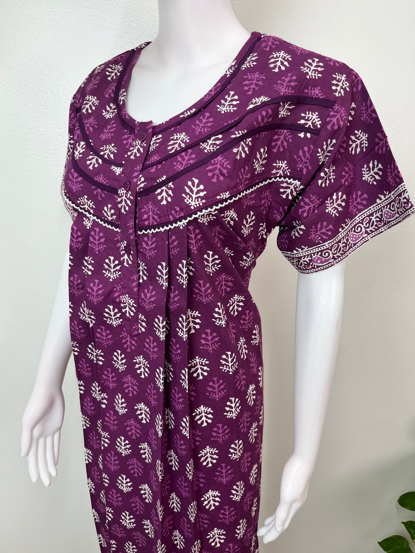 Purple Pure Cotton Nightgown Soft & Comfortable