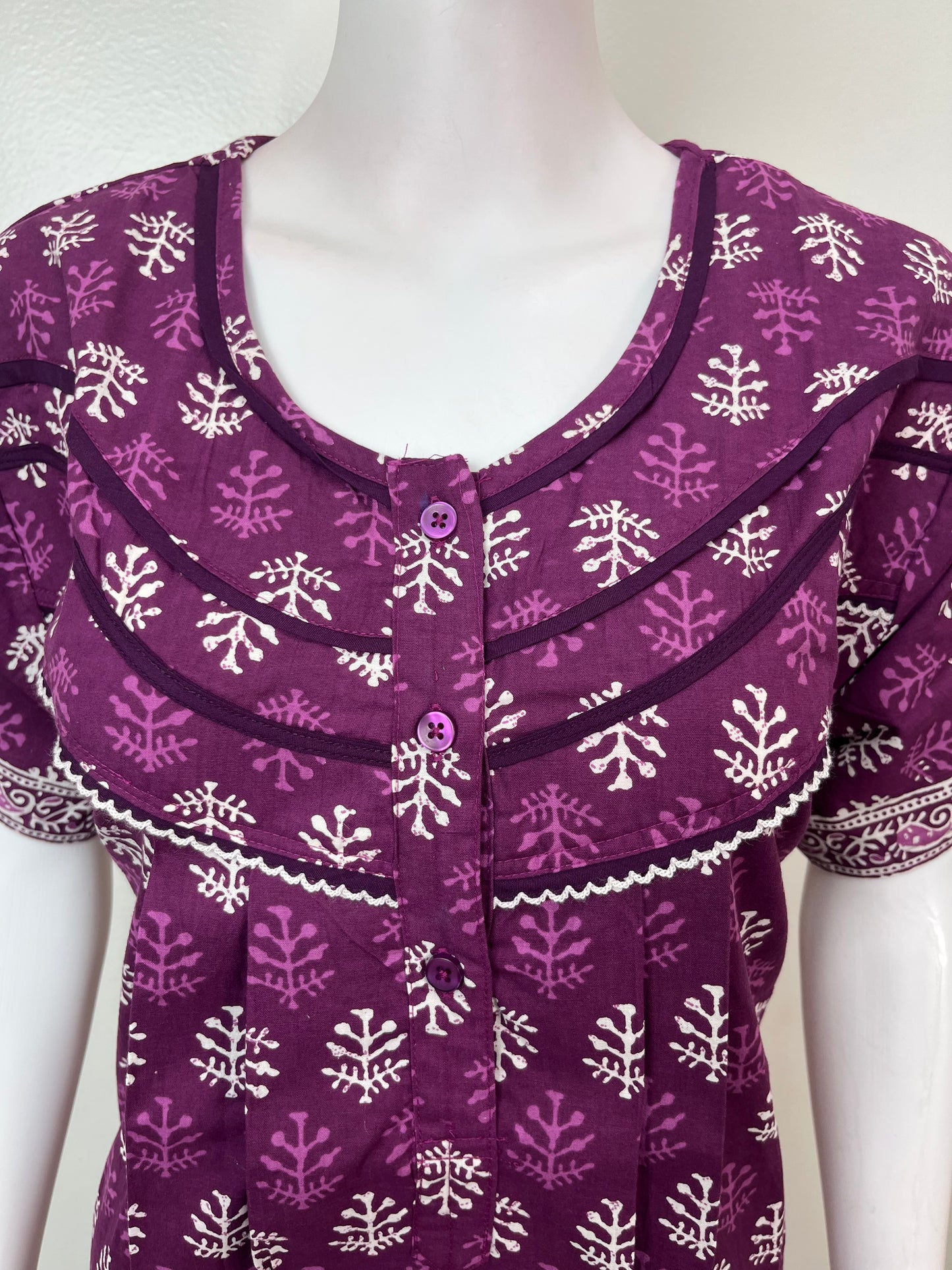 Purple Pure Cotton Nightgown Soft & Comfortable