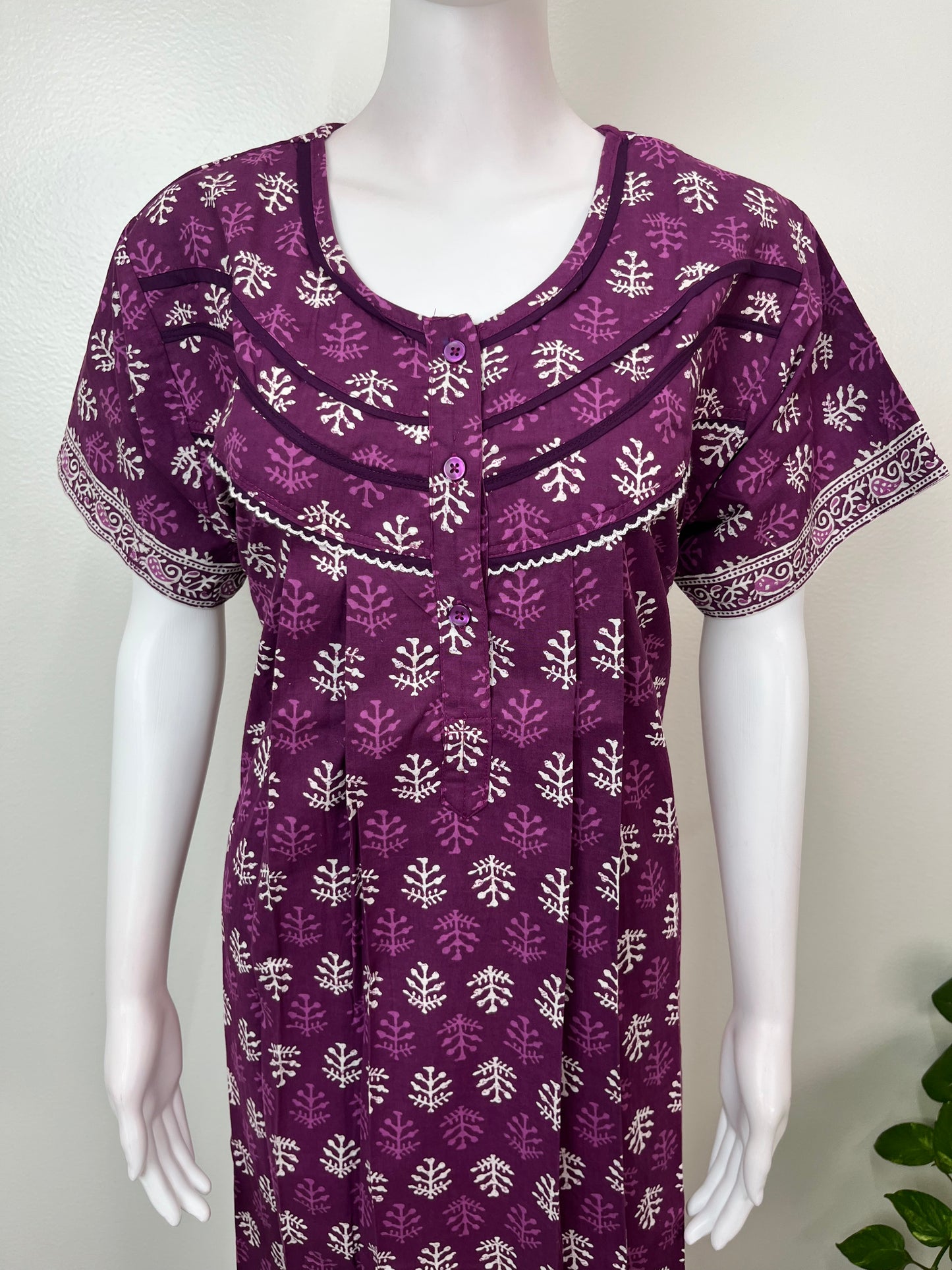 Purple Pure Cotton Nightgown Soft & Comfortable