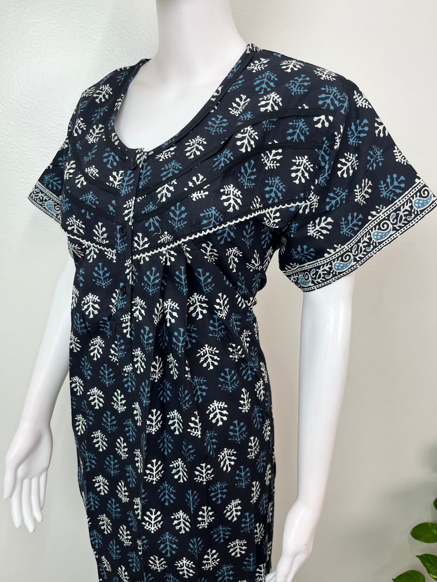 Black Pure Cotton Nightgown Elegant & Breathable