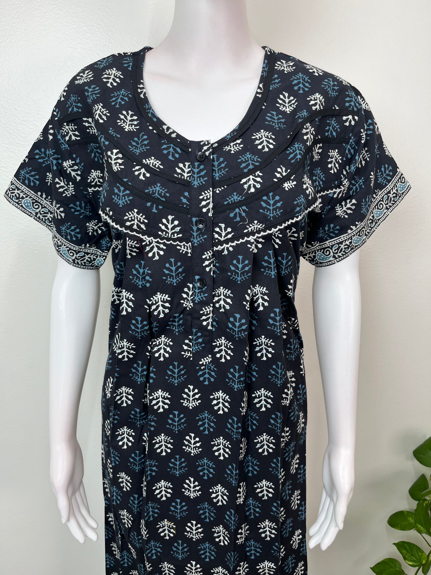 Black Pure Cotton Nightgown Elegant & Breathable