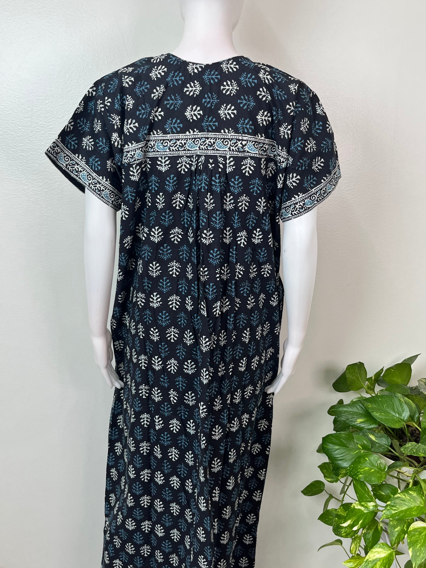 Black Pure Cotton Nightgown Elegant & Breathable