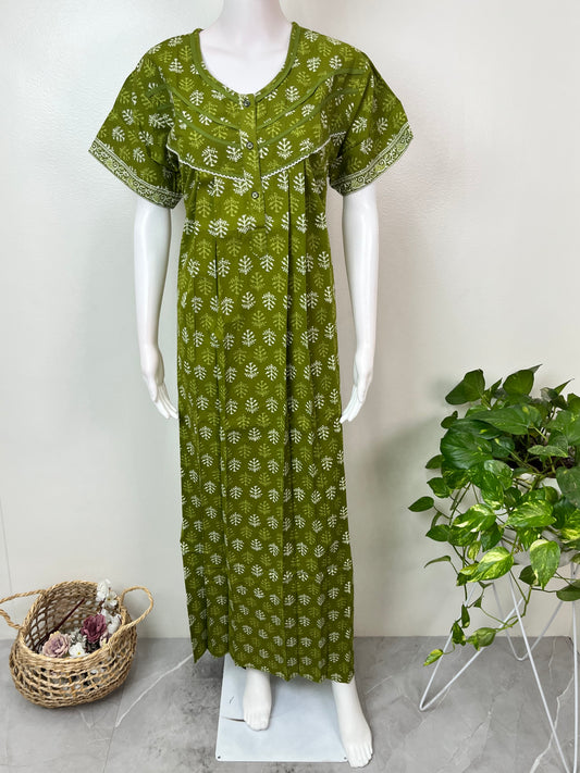 Green Pure Cotton Nighty Soft & Comfortable