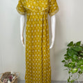 Yellow Pleated Style 100% Cotton Nighty