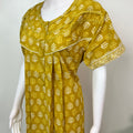 Yellow Pleated Style 100% Cotton Nighty