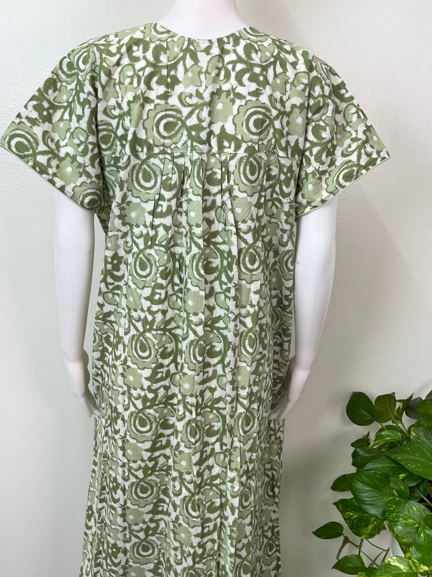Green 100% Cotton Nightgown Elegant & Comfortable