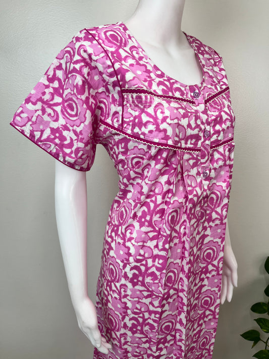 Pink Pure Cotton Nightgown Soft & Breathable