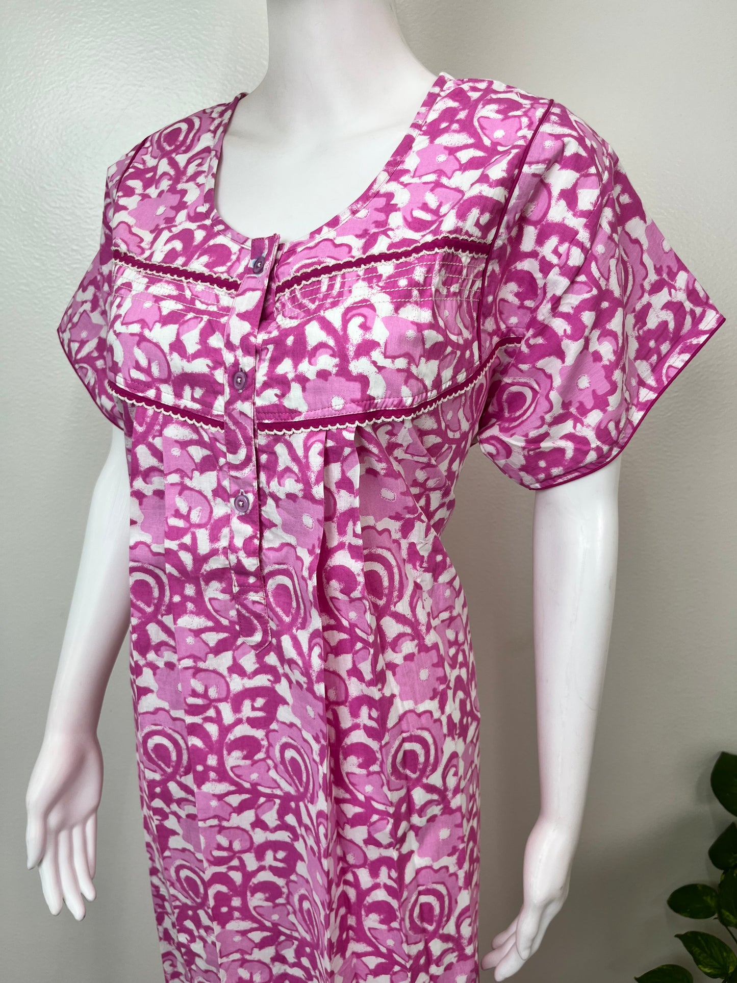 Pink Pure Cotton Nightgown Soft & Breathable