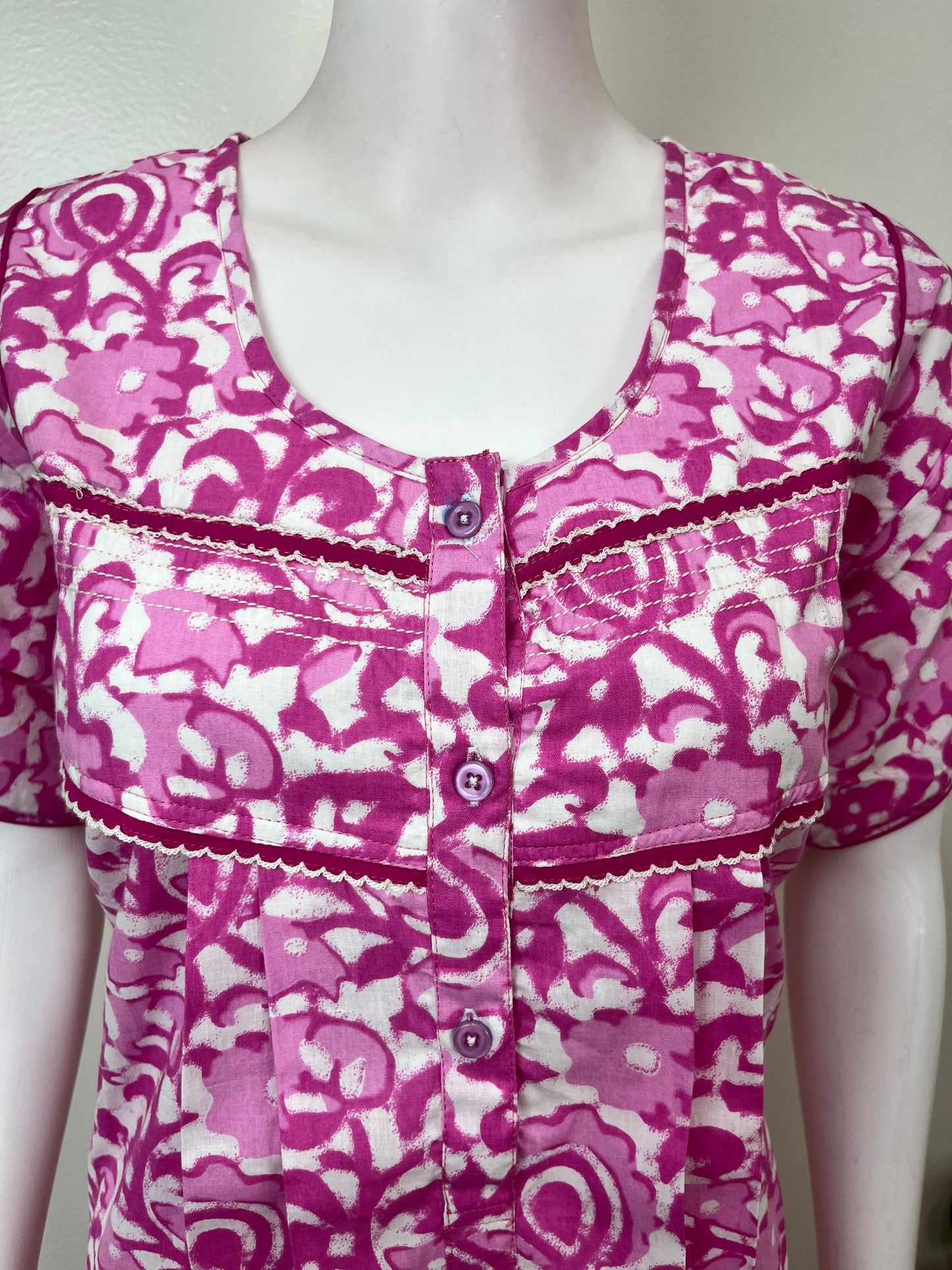 Pink Pure Cotton Nightgown Soft & Breathable