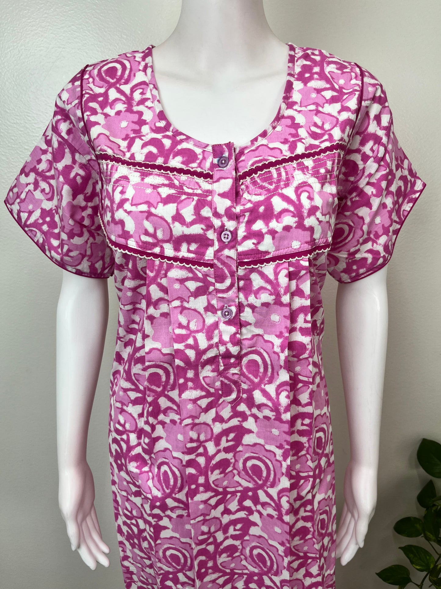 Pink Pure Cotton Nightgown Soft & Breathable