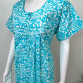 Blue Pleated Style 100% Cotton Nighty