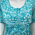 Blue Pleated Style 100% Cotton Nighty