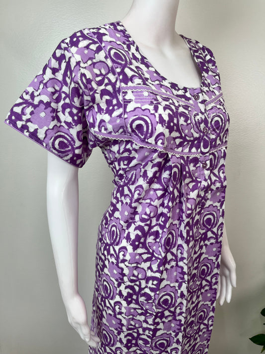 Purple 100% Cotton Nighty for Women
