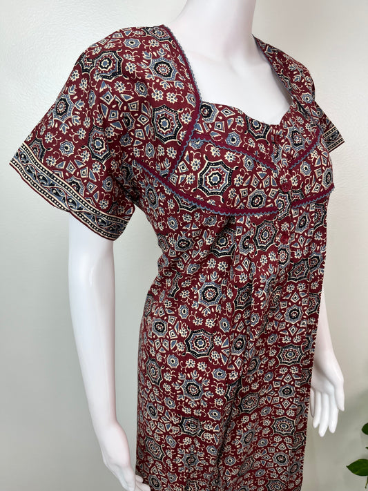 Brown Digital Print 100% Cotton Nightgown