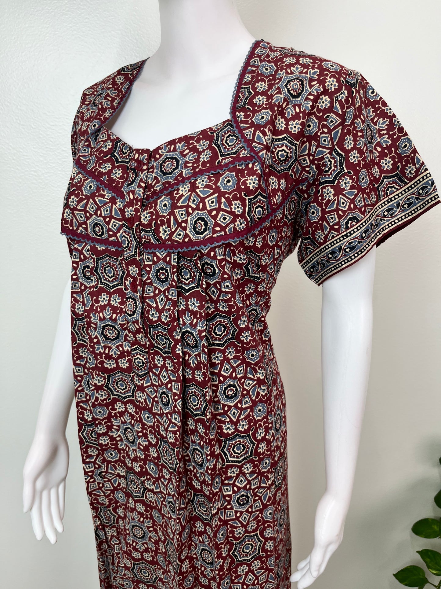 Brown Digital Print 100% Cotton Nightgown