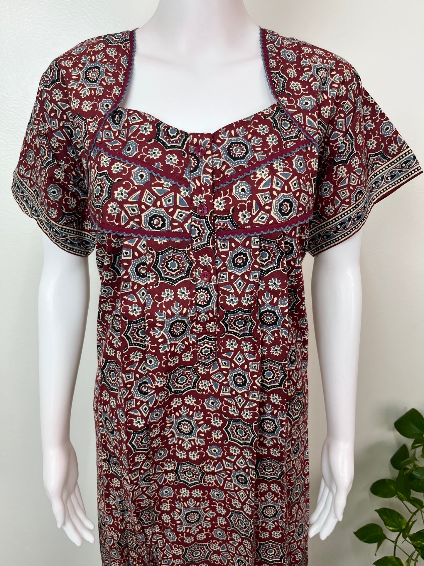 Brown Digital Print 100% Cotton Nightgown
