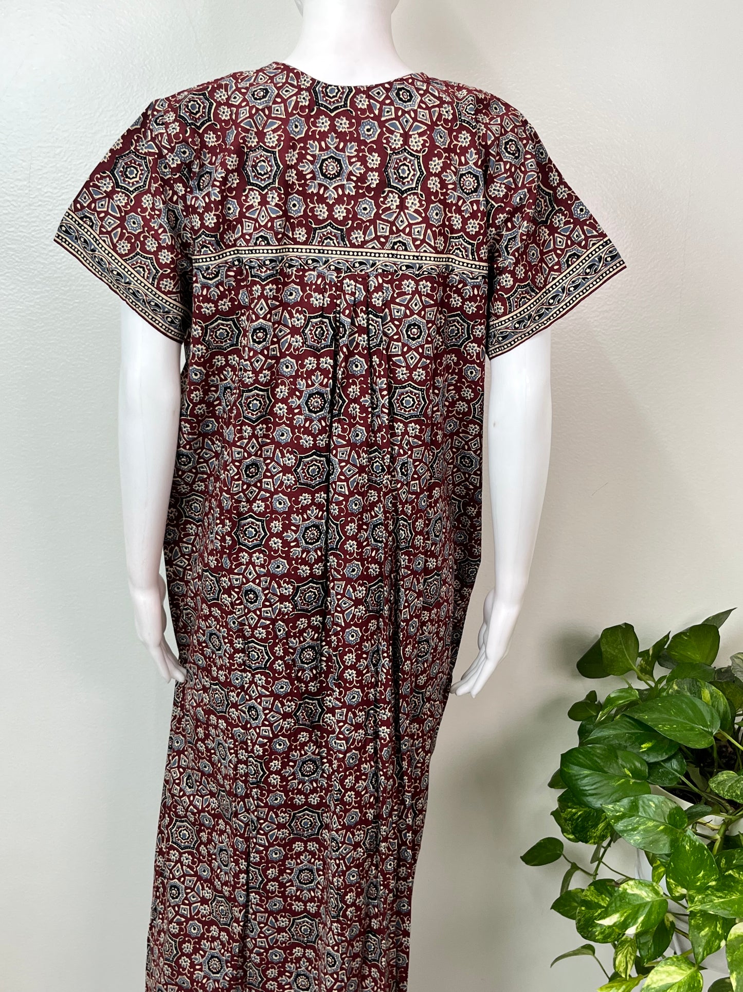 Brown Digital Print 100% Cotton Nightgown
