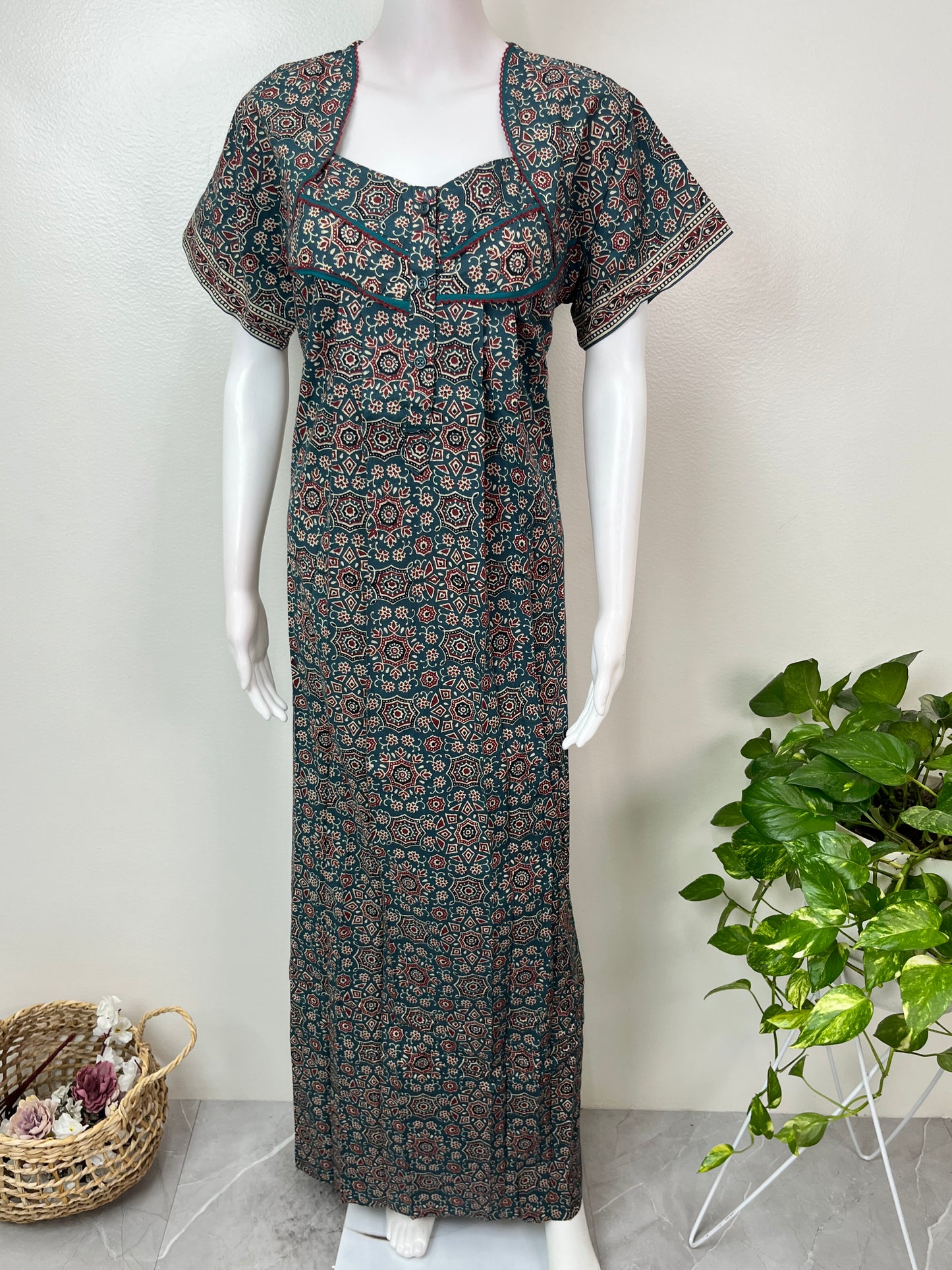 Pleated Style 100% Cotton Nighty