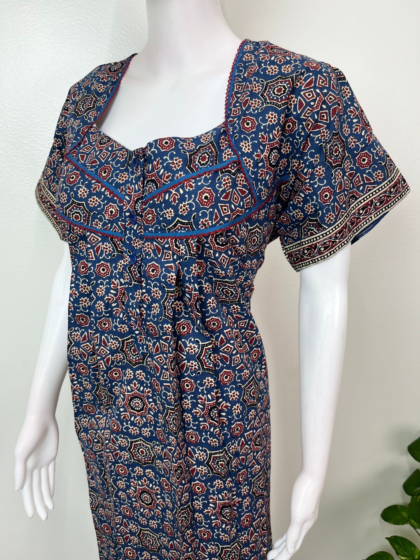 Navy Blue Geometric Print 100% Cotton