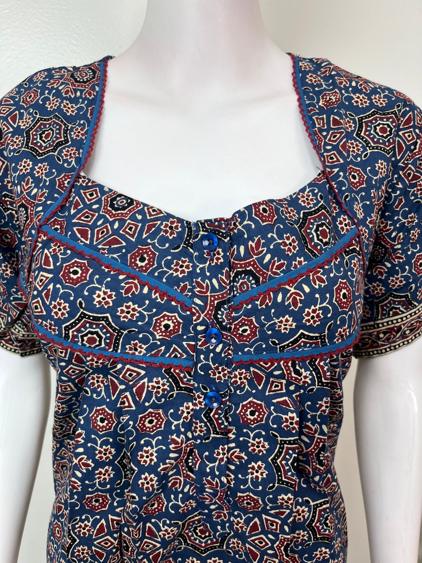 Navy Blue Geometric Print 100% Cotton
