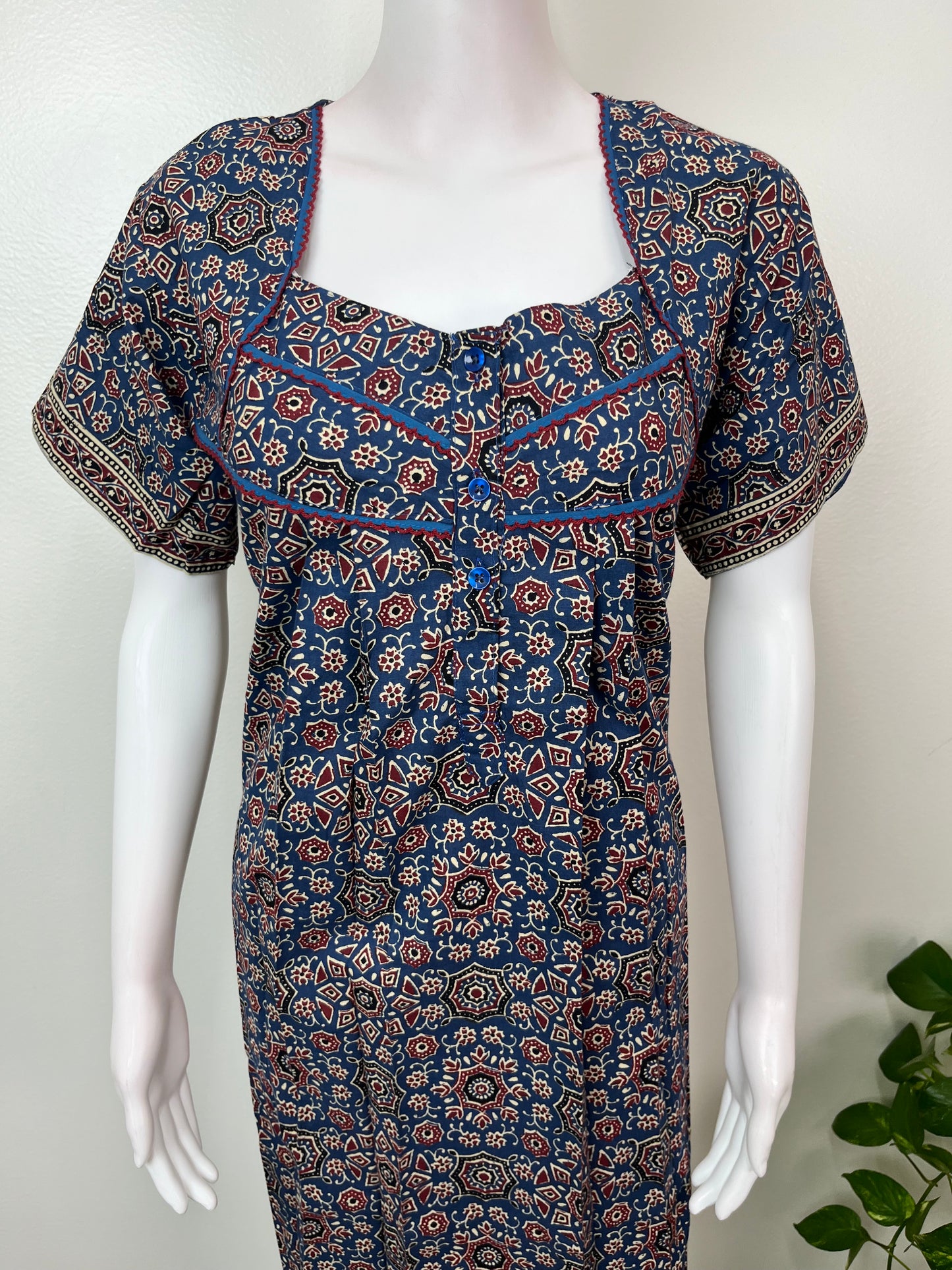Navy Blue Geometric Print 100% Cotton
