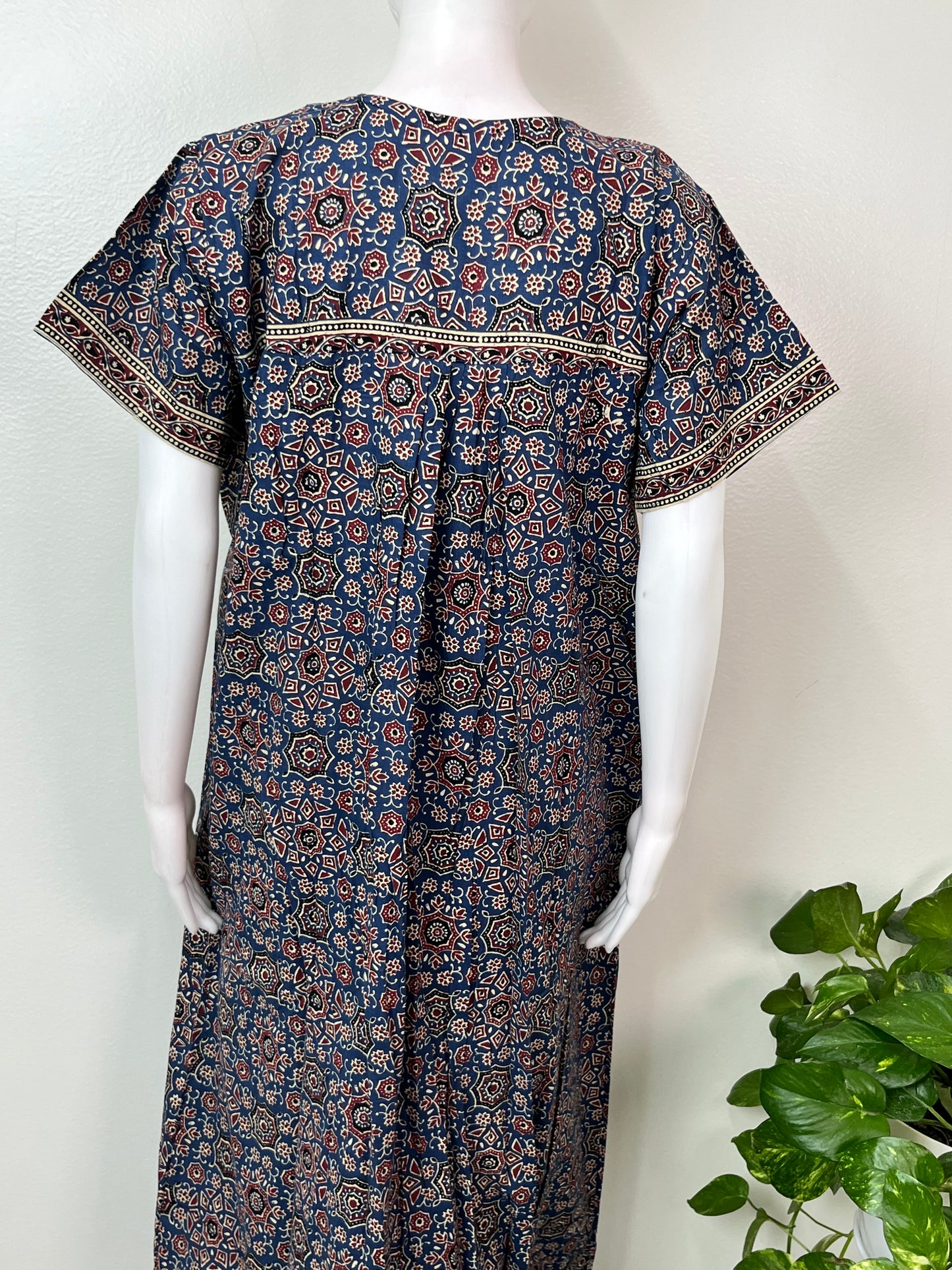 Navy Blue Geometric Print 100% Cotton