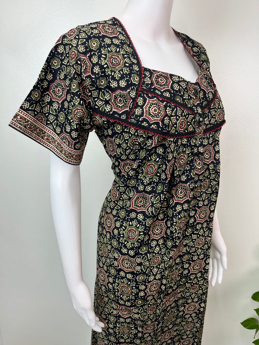 Black Pleated Style Nighty for Women
