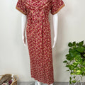 Red Pure Cotton Nighty for Women