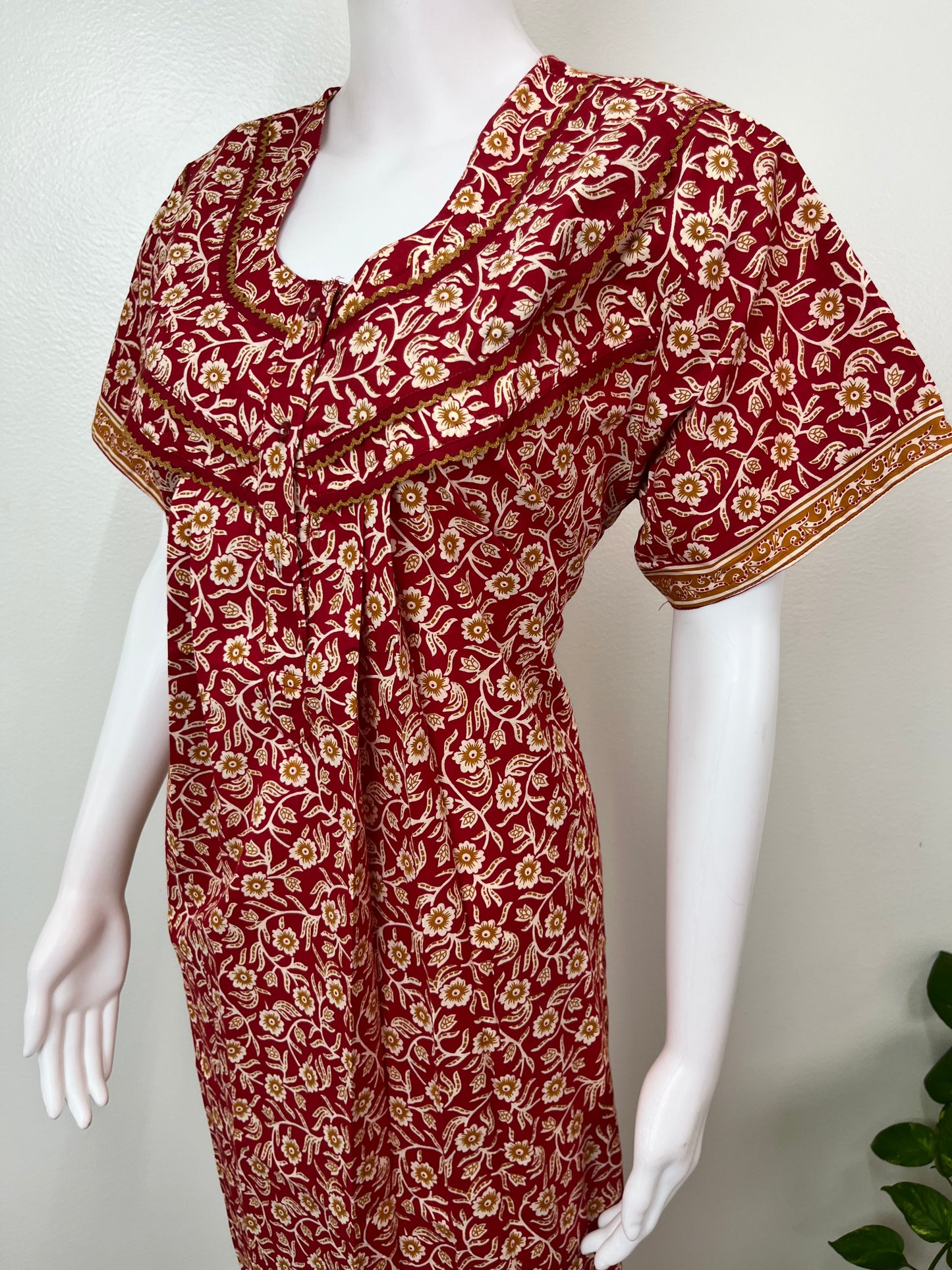 Red Pure Cotton Nighty for Women