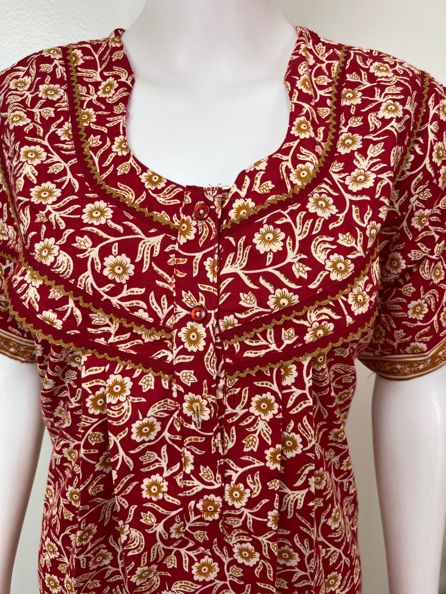 Red Pure Cotton Nighty for Women