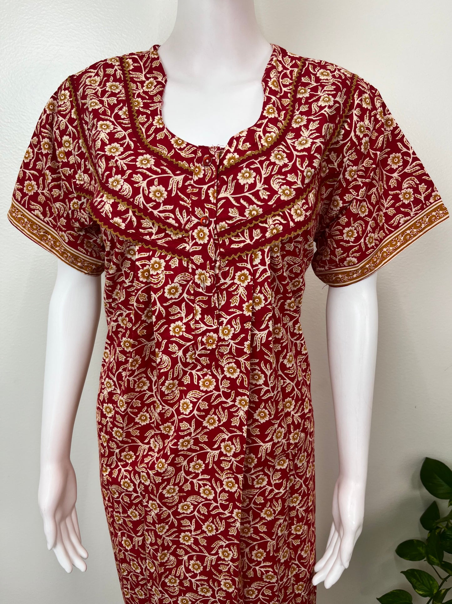 Red Pure Cotton Nighty for Women