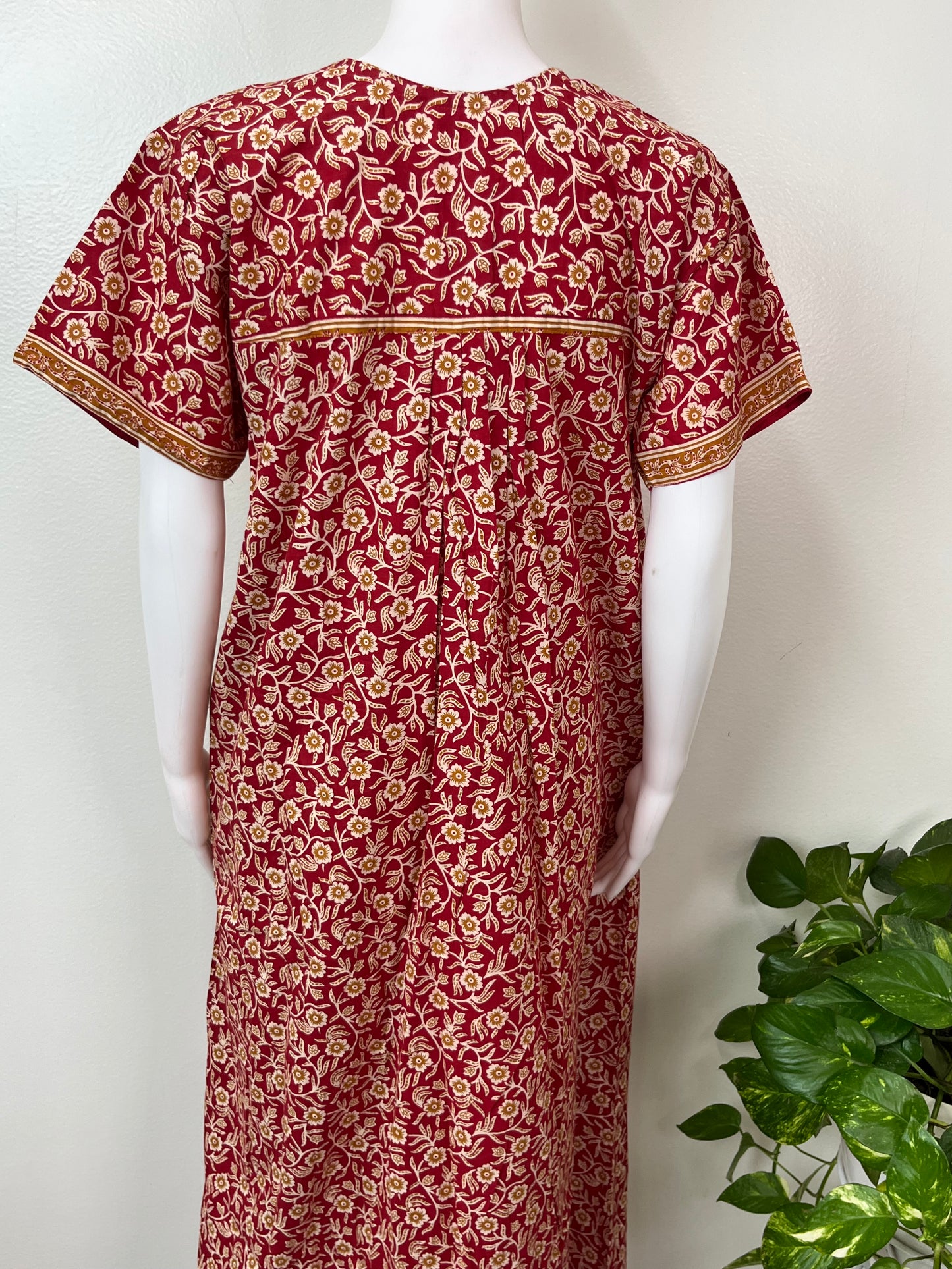 Red Pure Cotton Nighty for Women