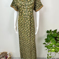 Bottle Green Pure Cotton Nighty with Contrast Print