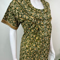 Bottle Green Pure Cotton Nighty with Contrast Print