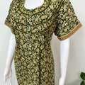 Bottle Green Pure Cotton Nighty with Contrast Print