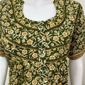 Bottle Green Pure Cotton Nighty with Contrast Print