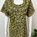 Bottle Green Pure Cotton Nighty with Contrast Print