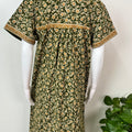 Bottle Green Pure Cotton Nighty with Contrast Print