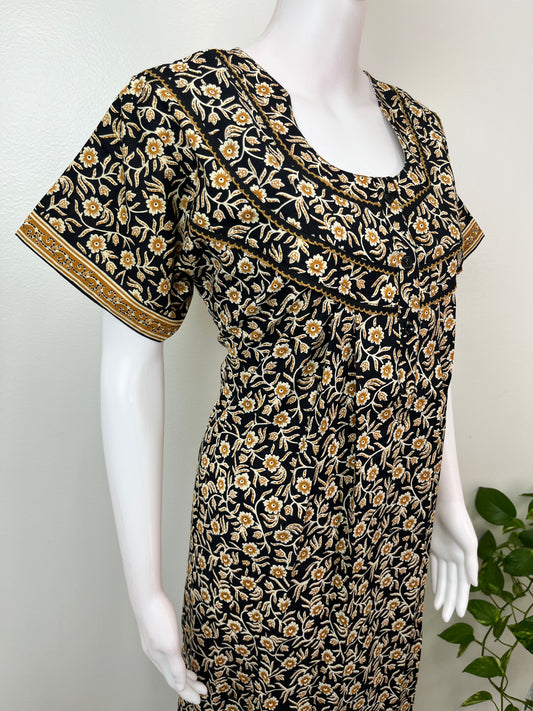 Black Pure Cotton Women's Nighty