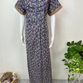 Royal Blue Floral Printed 100% Cotton Nightgown