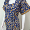 Royal Blue Floral Printed 100% Cotton Nightgown
