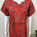 Red Pure Cotton Nightgown Soft & Comfortable