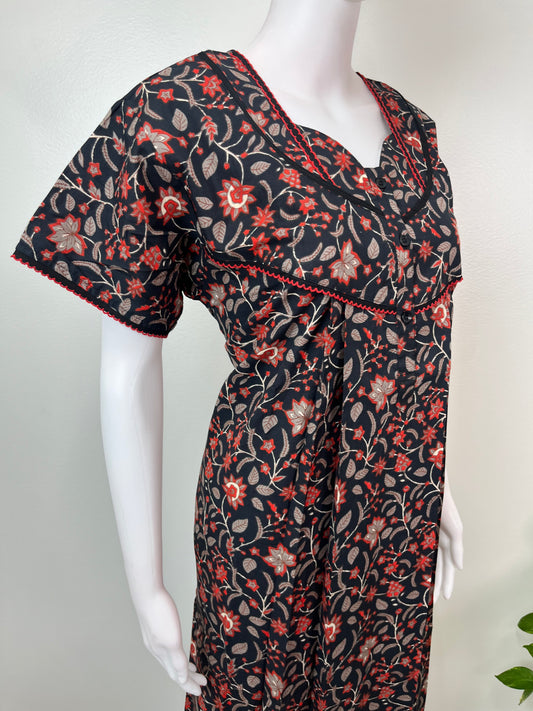 Black Elegant Pure Cotton Nighty for Women
