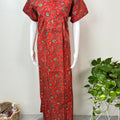 Red Pure Cotton Nightgown Soft & Comfortable