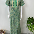 Green Elegant Emroidery 100% Cotton Nighty