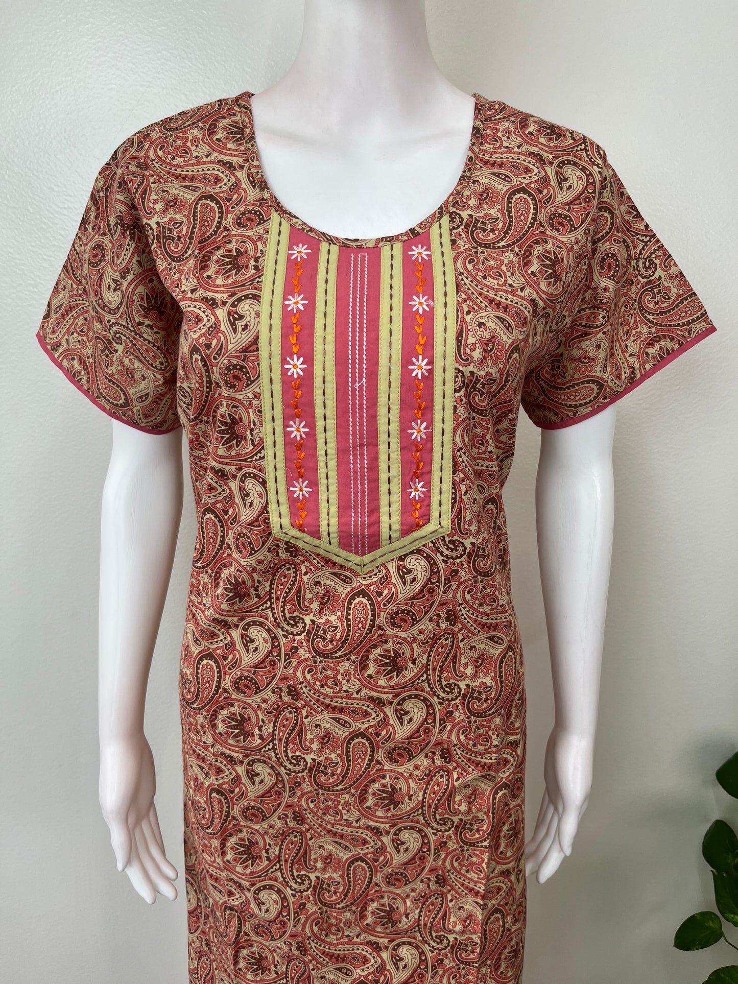Maroon Printed 100% Cotton Nighty