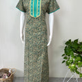 Teal Embroidered 100% Cotton Nightgown
