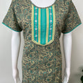 Teal Embroidered 100% Cotton Nightgown
