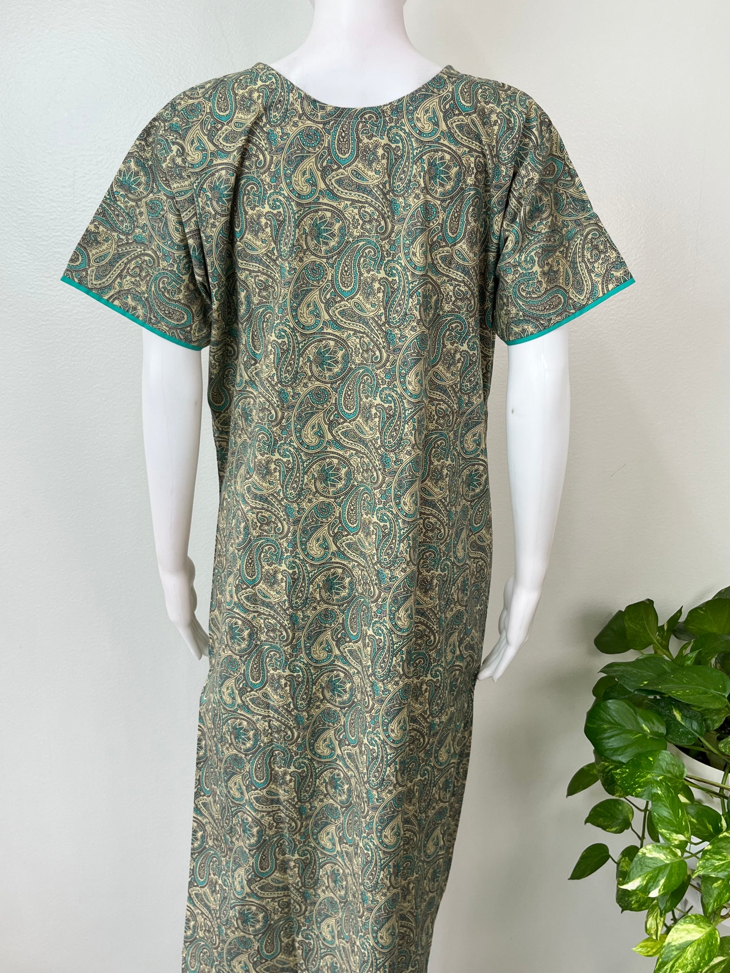Teal Embroidered 100% Cotton Nightgown