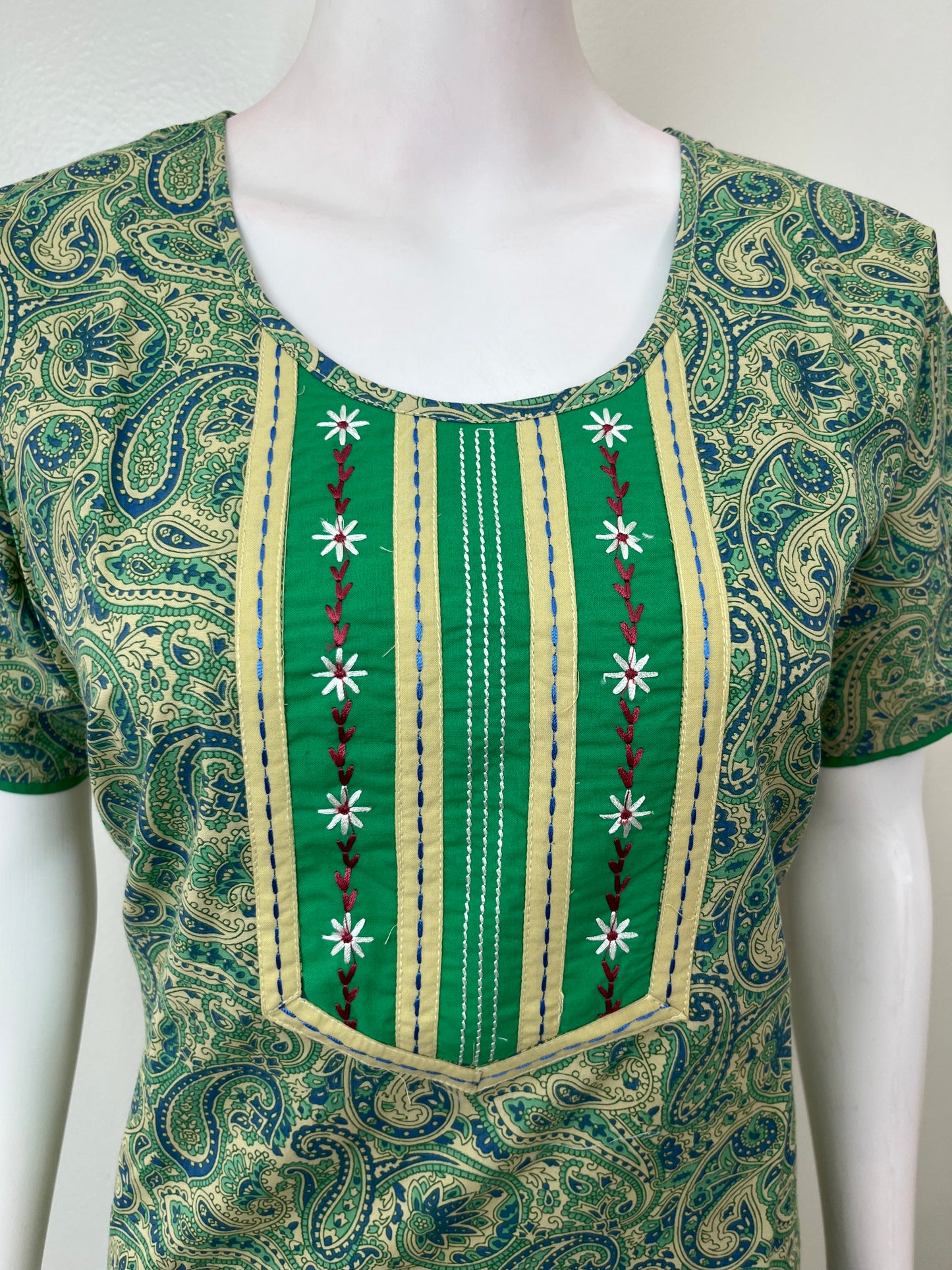 Green Elegant Emroidery 100% Cotton Nighty